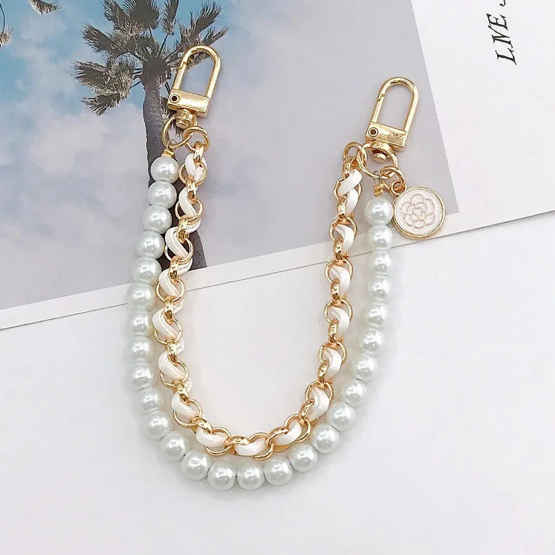26cm Pearls Chain Strap For Handbag Fashion Accessories Handbags Handles Pearl Bag Metal Chains 241017