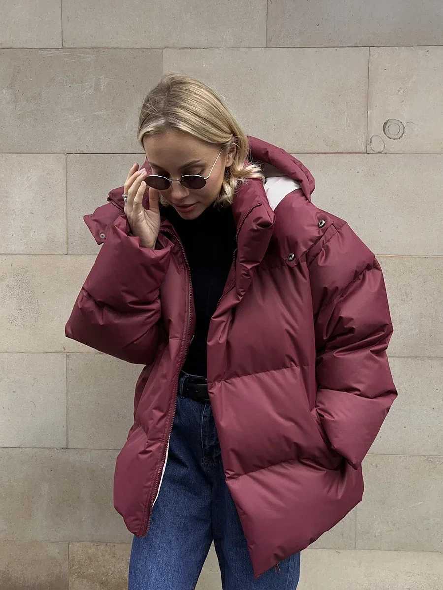 Women's Down Parkas Wolfl Quilted Jacket Womens Winter Fashion Parkas Jacket Retro Bread Jacket Womens Warm Cotton Puff Jacket Y241019A9QE