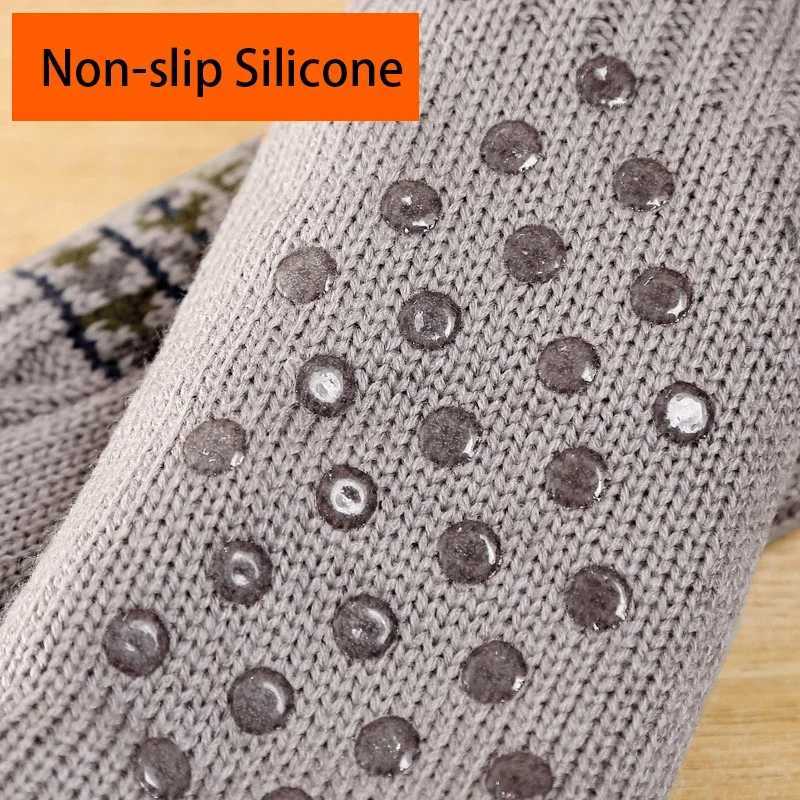 Non-slip Winter Indoor Home Slippers Socks Mens Floor Socks Knitted Adult Plus Fleece Carpet Sock Home Bedroom Sleeping SockXJ241019