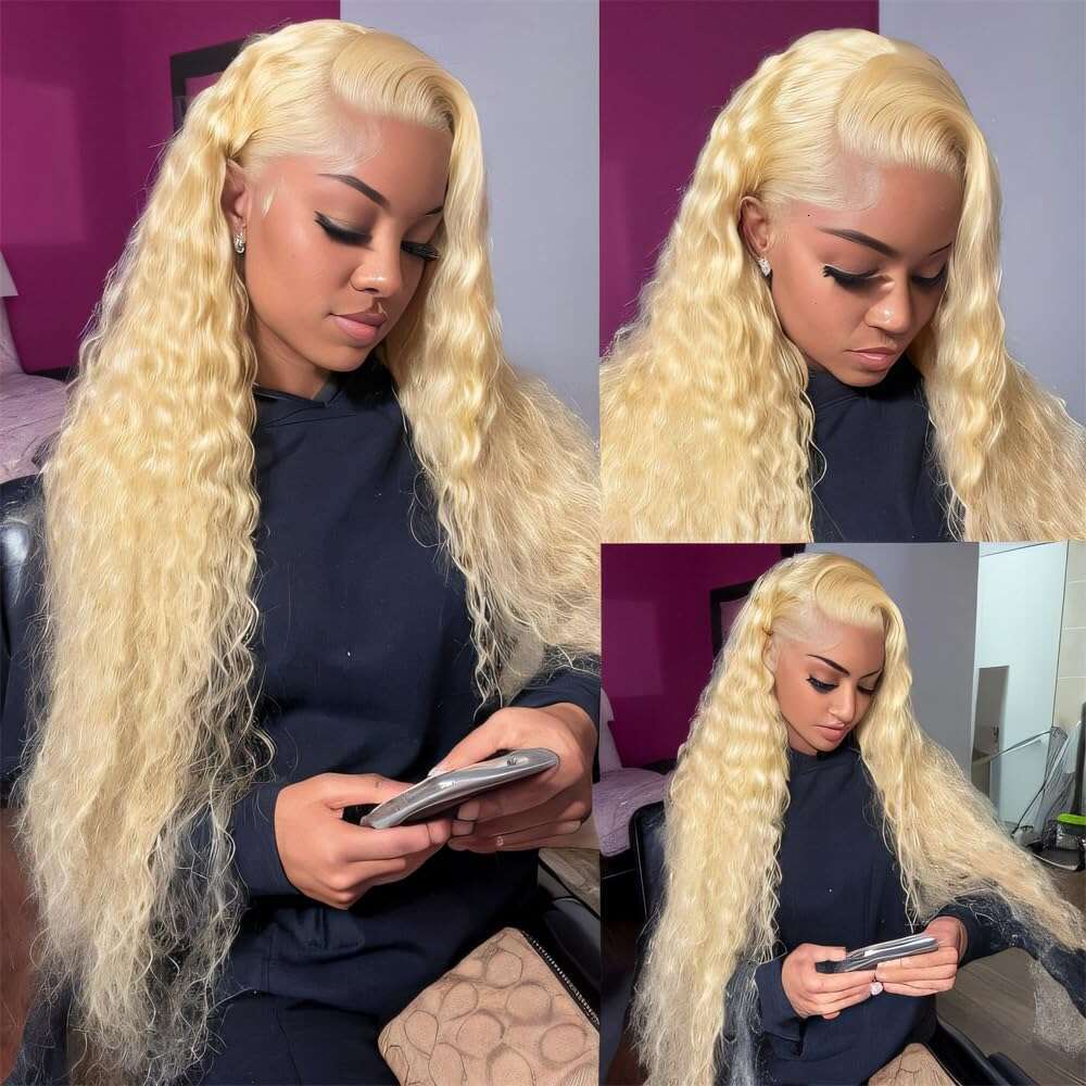 Luvin Curly Blonde 13x6 Full HD Frontal Wig Human Hair Deep Wave 613 Gold Color 13x4 Melt Skin Lace Front Wigs For Women