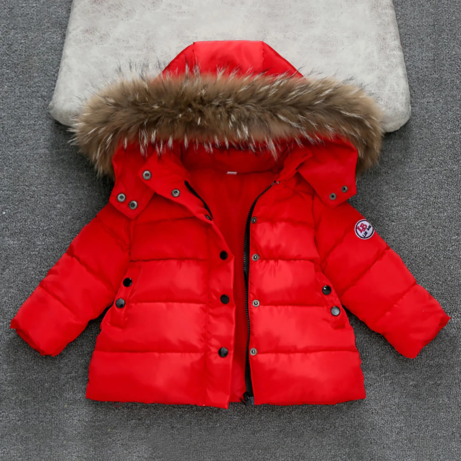 26 Years Autumn Winter Boys Jacket Warm Fur Collar Fashion Baby Girls Coat Hooded Zipper Outerwear Birthday Gift Kids Clothes 241018