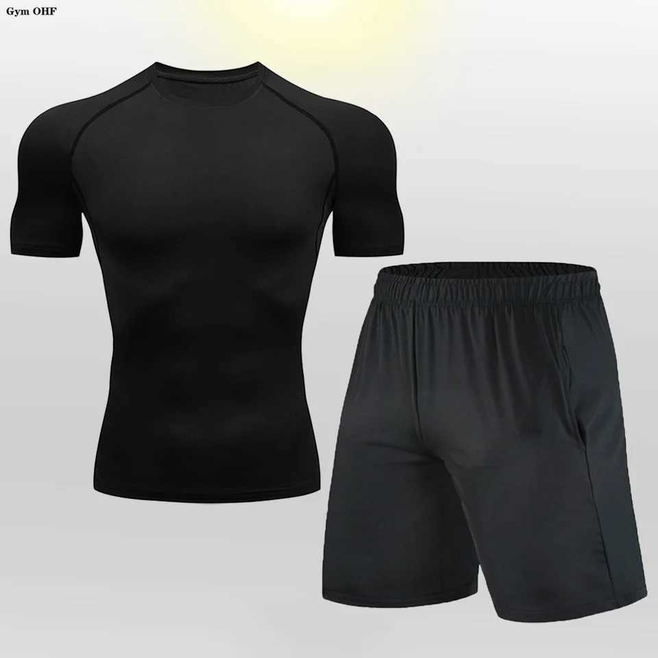 Mens sportswear set solid color series sports quick drying sweatshirt absorbs milk silk gym running boxing MMA training W241018