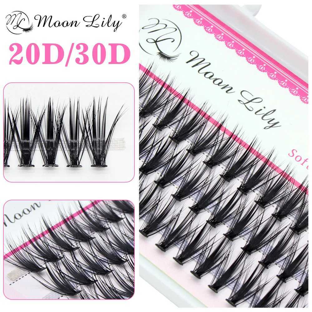 Moonlily Individual Grafting Mink EyeLashes 3D Volume Thick Bundles Makeup Fake False Black Cluster Eyelash Extensions LashesXJ241019