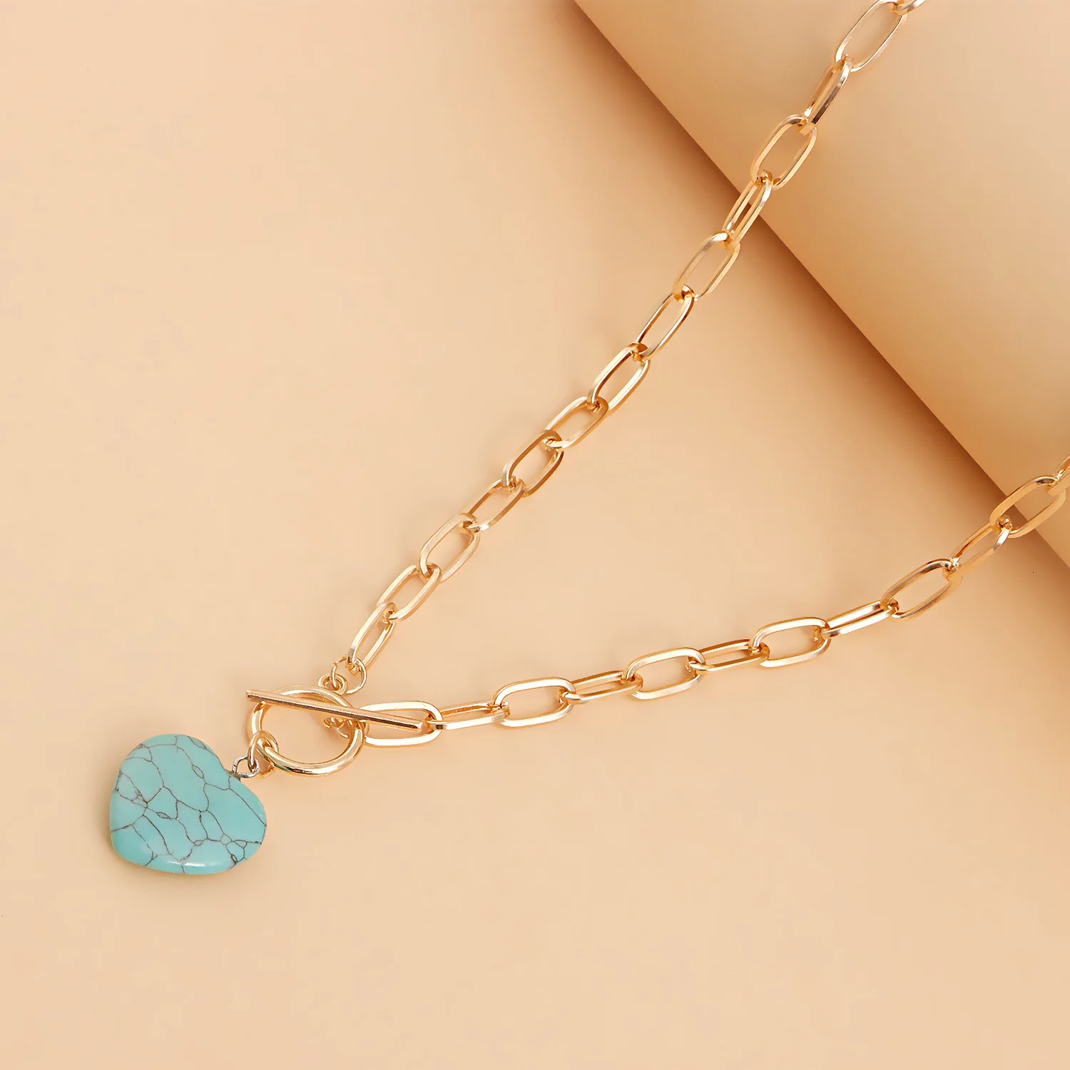 Renya Ethnic Calais Stone Necklace Heart shaped Stone Pendant Necklace Polymer Clay Bead Layered Necklace 241018