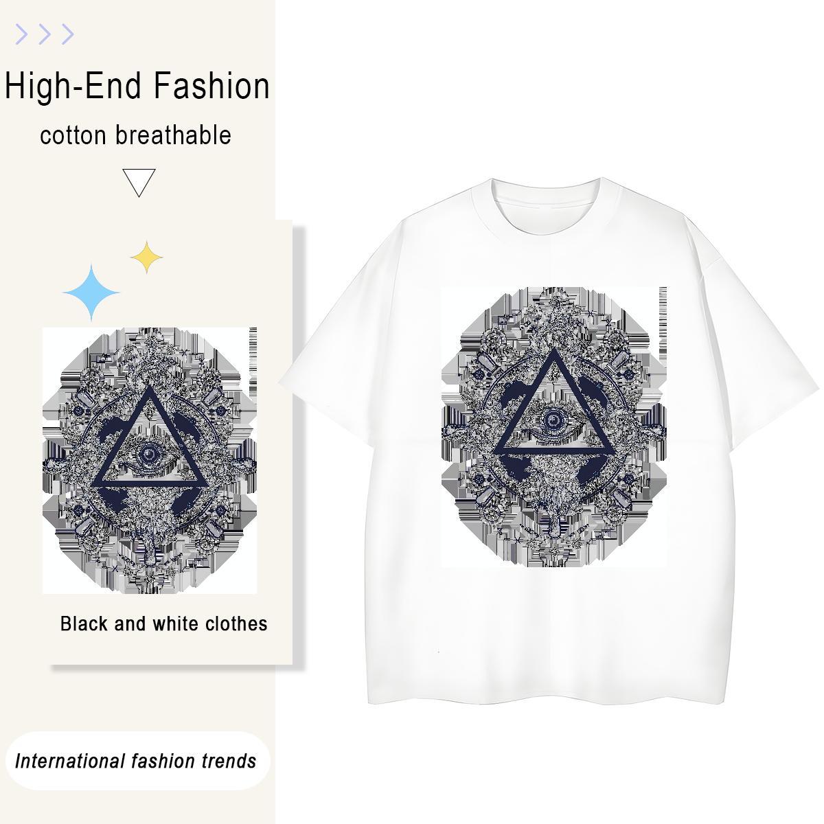 2024 Casual Womens T Shirts 230g Pure Cotton Breathable Crew Neck Street Casual eye of the devil Woman Tshirt Popular DIY Logo Top Shirts