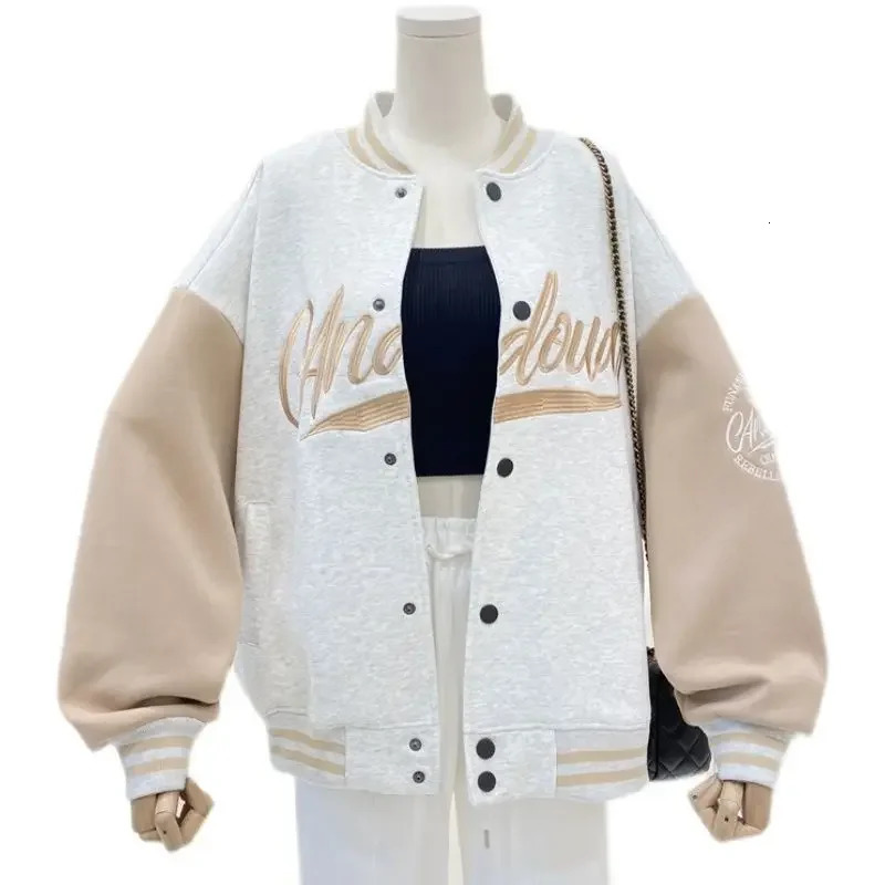 Retro loose embroidered jacket womens spring and summer thin baseball uniform American shirt Ins tidal clothing 241019