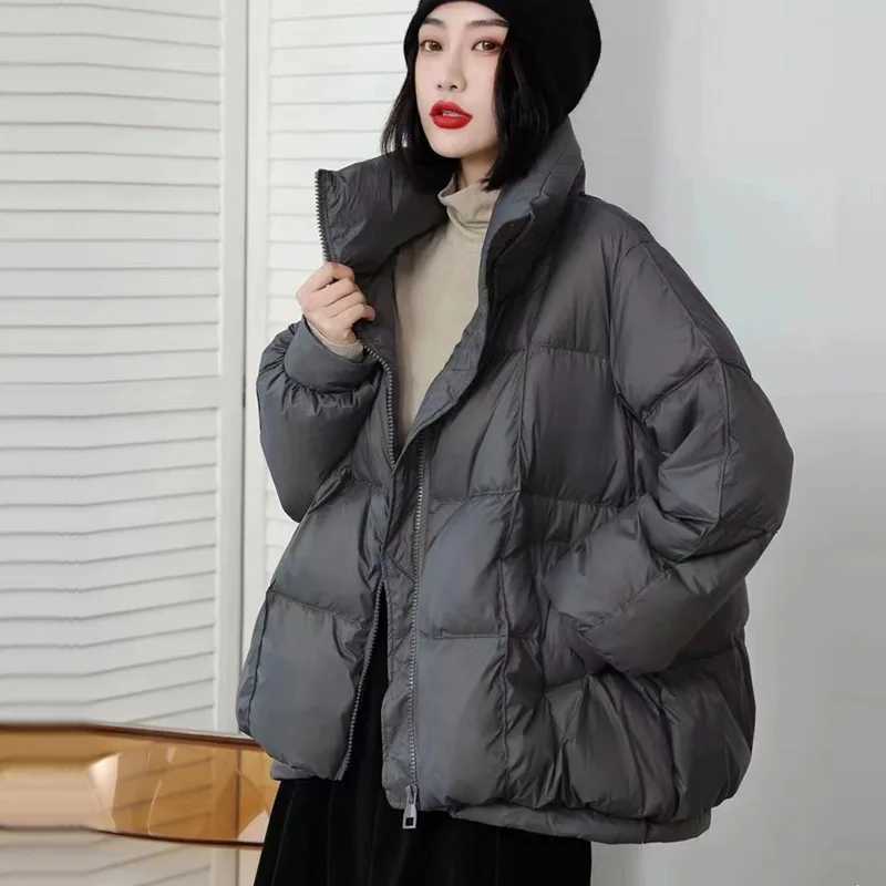 Fall Winter New Down Coats Jacket for Women Simple Solid Color Casual Literary Down Jackets Thickened Warm Snow Short OuterwearsX241019