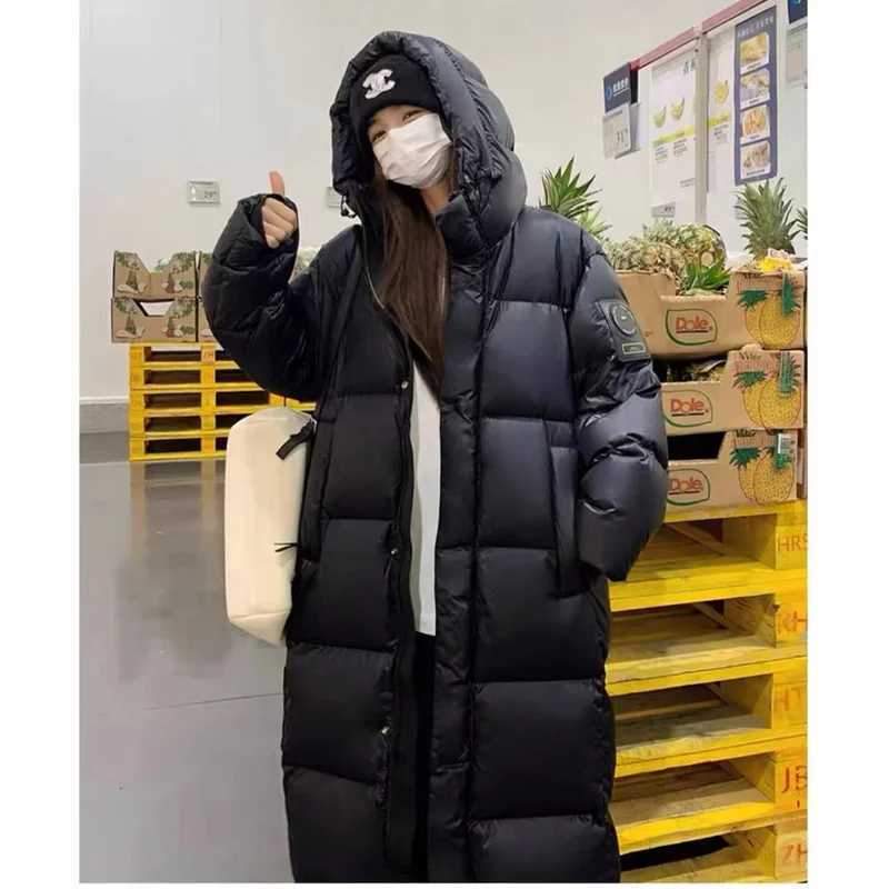 Black Winter Womens Down Puffer Jackets Baggy Thickening Warm Oversize Clothing Boutique Clothes Cotton Medium and Long CoatsX241019