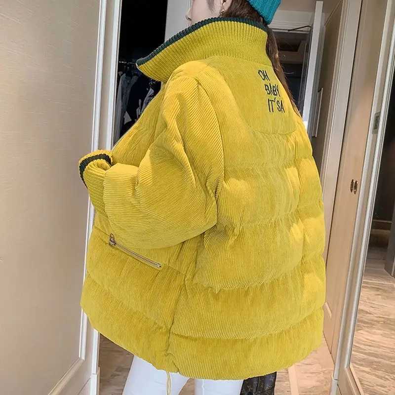 Women's Down Parkas Fashion Bubble Coat Winter Corduroy Parka Women Oversized Short Jacket Winter Autumn Female Puffer Jacket Parkas Mujer 2023 N