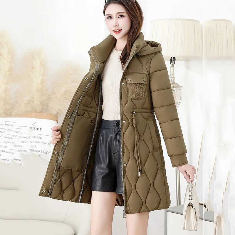 Womens High-Grade Down Cotton Coat Long Thick Warm Padded Jacket Large Size Female Hooded Parker Overcoat Autumn Winter NeX241019