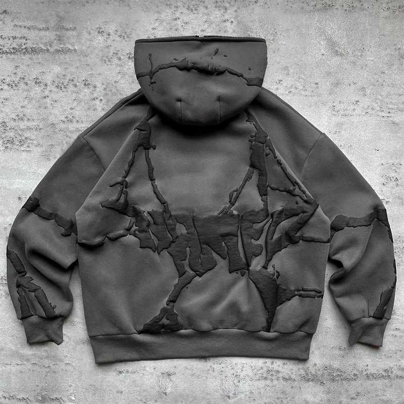 Women's Two Piece Pants European and American fashion brand Strt printed hoodie Cardigan Y2K casual hip-hop zipper jacket mens and womens top Y24