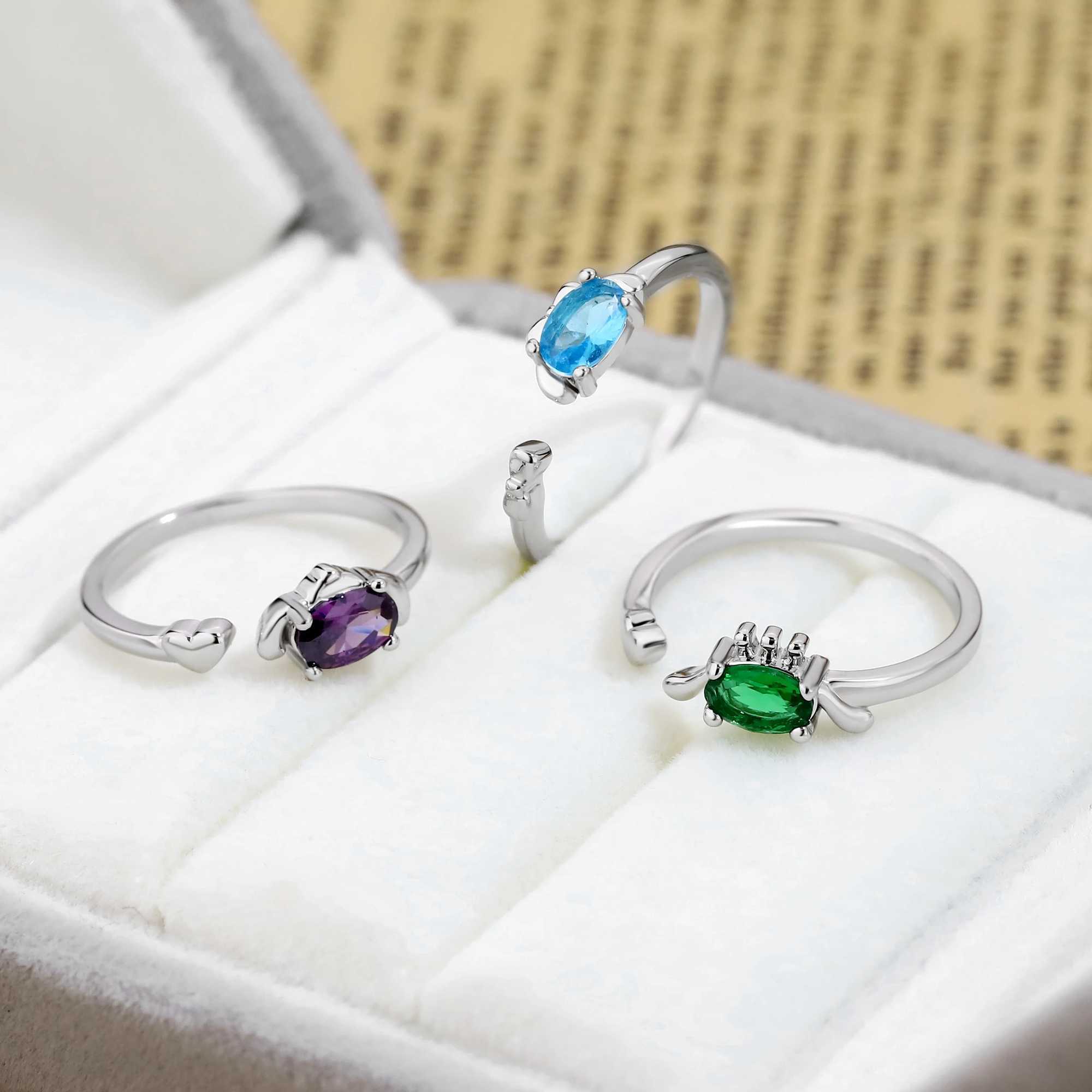 Y2K Punk Fun Animal Dog Cat Ring Bow Cartoon Puppy Cute Finger Adjustable Opening Ring Y241019