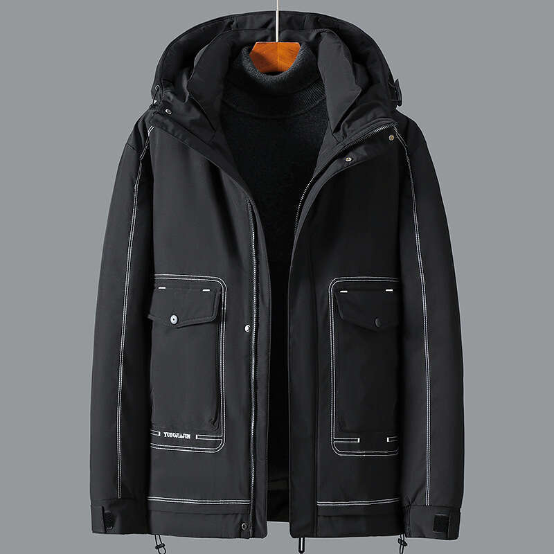 ZOZOWANG New Men Puffer Jacket Thick Warm Hooded Collar Coat Solid Color 10Xl Outerwear Military Winter Men's Clothing