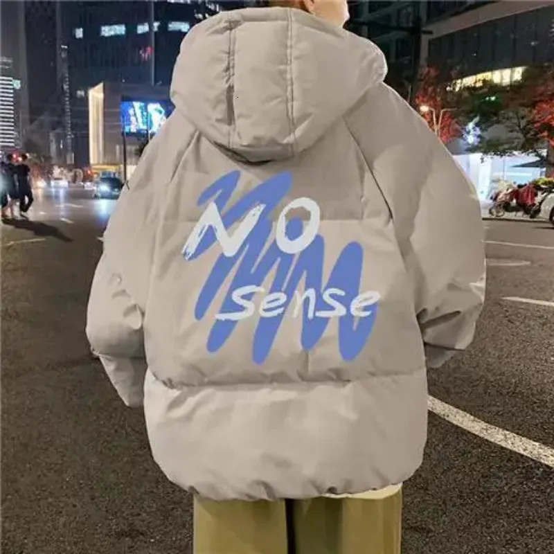 Korean style loose winter thick hooded jacket Y2K mens park zipper jacket bread jacket Hong Kong style casual Harajuku clothing 241019