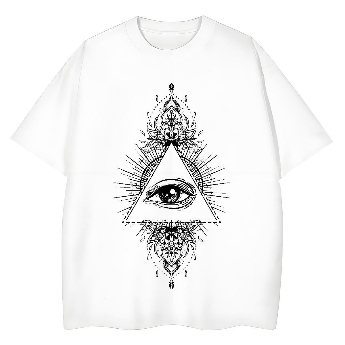 Stylist T Shirts Women 230g 100% Cotton Round Neck Short Sleeve High Street Hip Hop eye of the devil Women Tees Popular DIY Logo Top Tees
