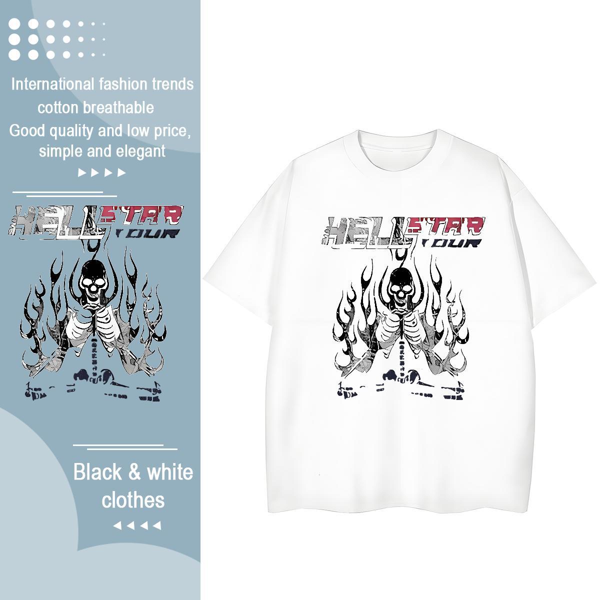 2024 DIY T-Shirts for Women 230g Pure Cotton Breathable Crew Neck Daily Outfit skull Lady T shirt Loose Oversized L-4XL Tee Shirt