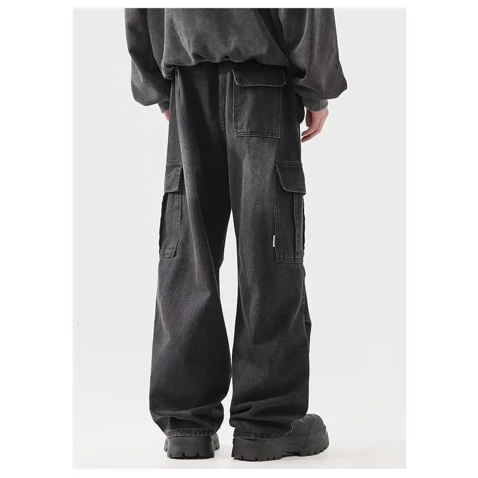 Hip hop street men and women spring and autumn straight leg wash jeans suitable for couples loose retro wide leg casual pants y2k 241007