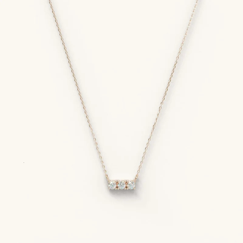 100% Diamond Pendant Necklace Suitable for Womens Round Cut 0.3 3 Stone Silver 925 Jewelry Valentines Day Gift 241018