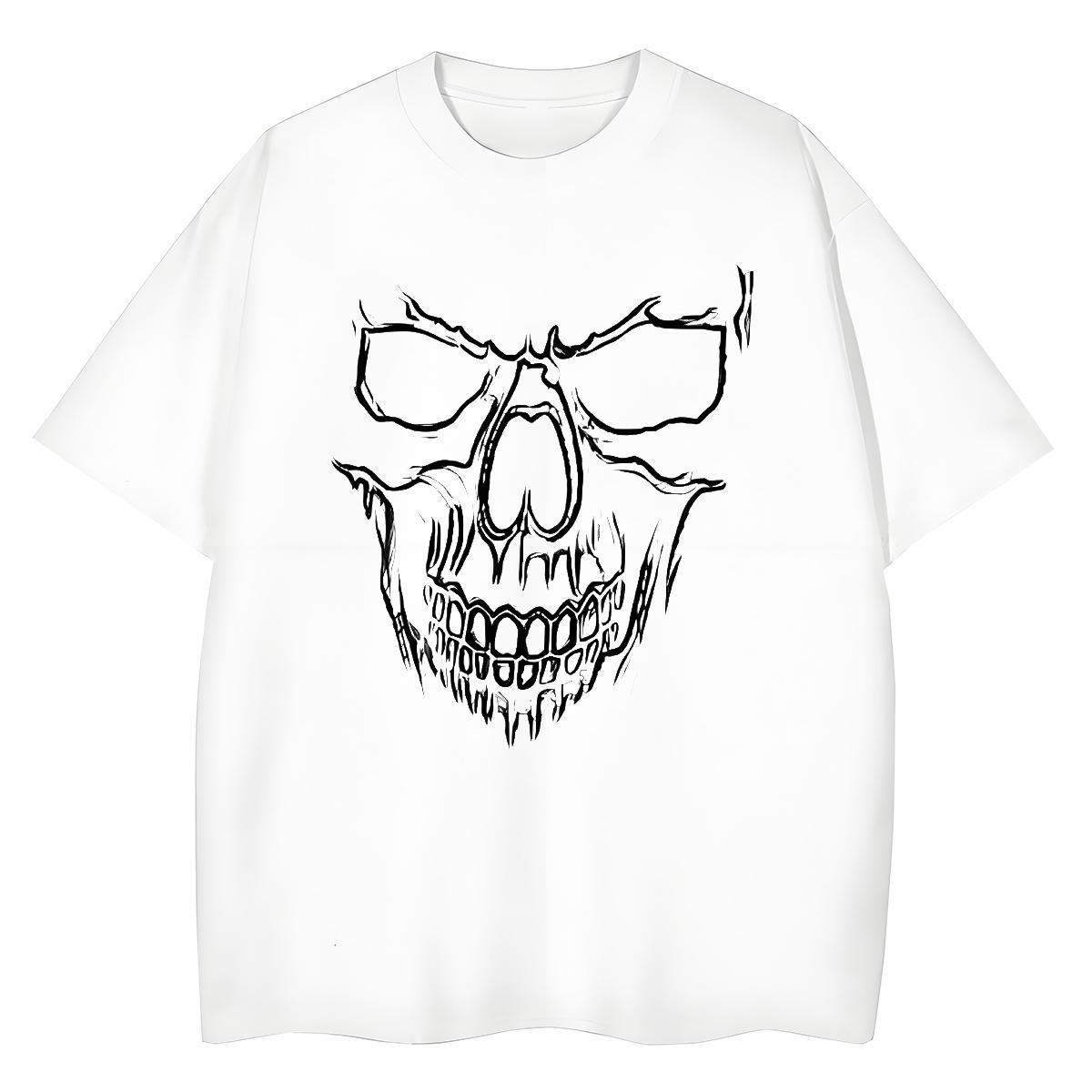 Casual New Women T Shirts 230g 100% Cotton Crew Neck Hip Hop skull Tshirt for Man Woman 5A DIY Logo Clothings