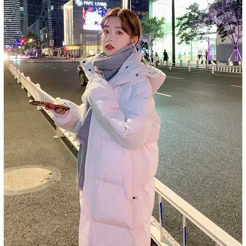 Fashion Down Cotton Jacket for Womens Winter Clothing Knee Length Cotton Jacket Extra Long To Ankle Student Cotton JacketX241019