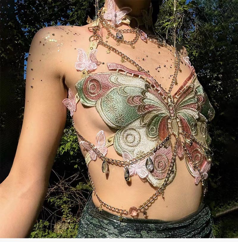 Butterfly tie spaghetti strap sexy girl style slim fit slimming beauty back strap vest female design sense strapless top