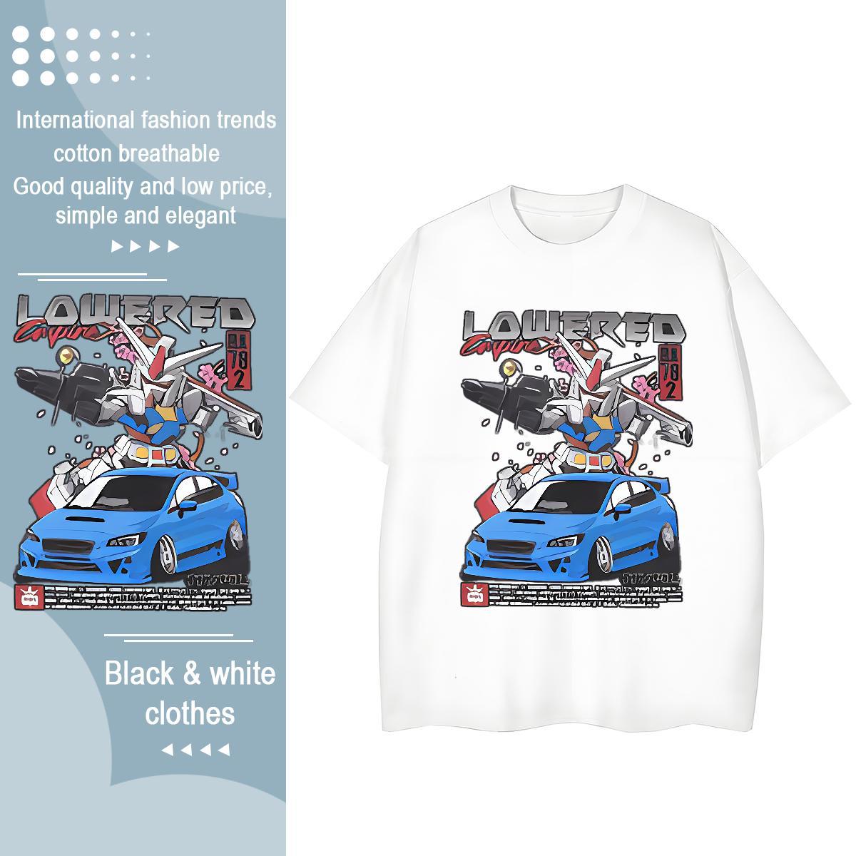 TOP Quality Women T Shirts 230g 100% Cotton Breathable Crew Neck Home Outdoor car Tshirt for Man Woman Soft Anime Print Top Shirts
