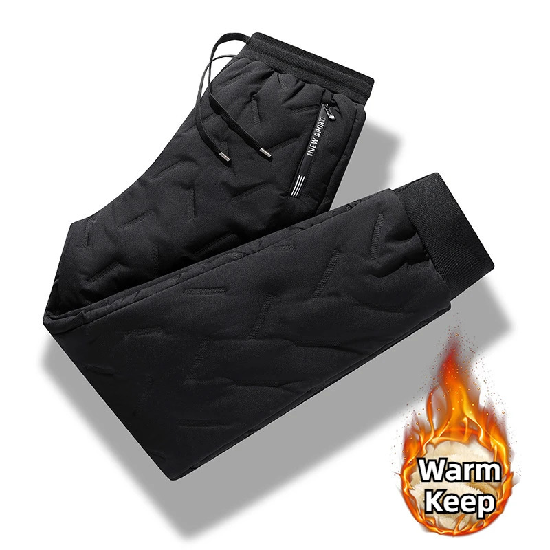 Mens crotch less pants winter open crotch less thick sweat pants 7XL large sports casual pants with three hidden zippers 241018