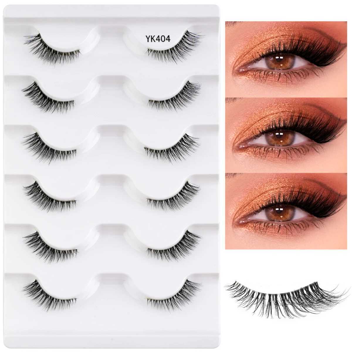 3/5/6/10 Pairs Half Lashes Half Cat Lashes Natural Look Faux Cils Mink Wispy 3d Mink Eyelashes Extension Makeup False EyelashesXJ241019