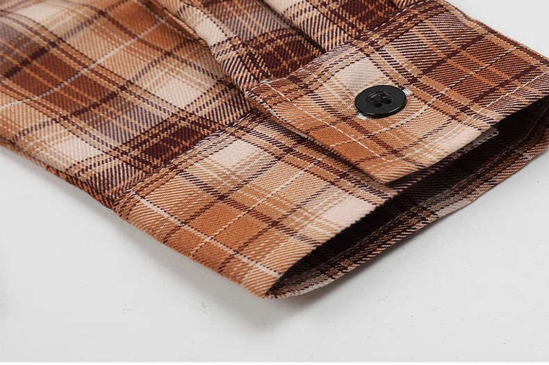 shanshi Men's shirts China-Chic American plaid shirt men's embroidery design sense personality long sleeve men and women versatile handsome 