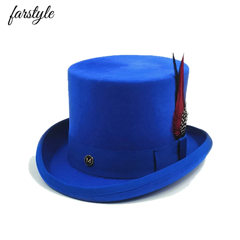 Special High Hat Magician High Hat Performance British Black Jazz Top Hat Men and Women Mens Flat Felt Hat 241018