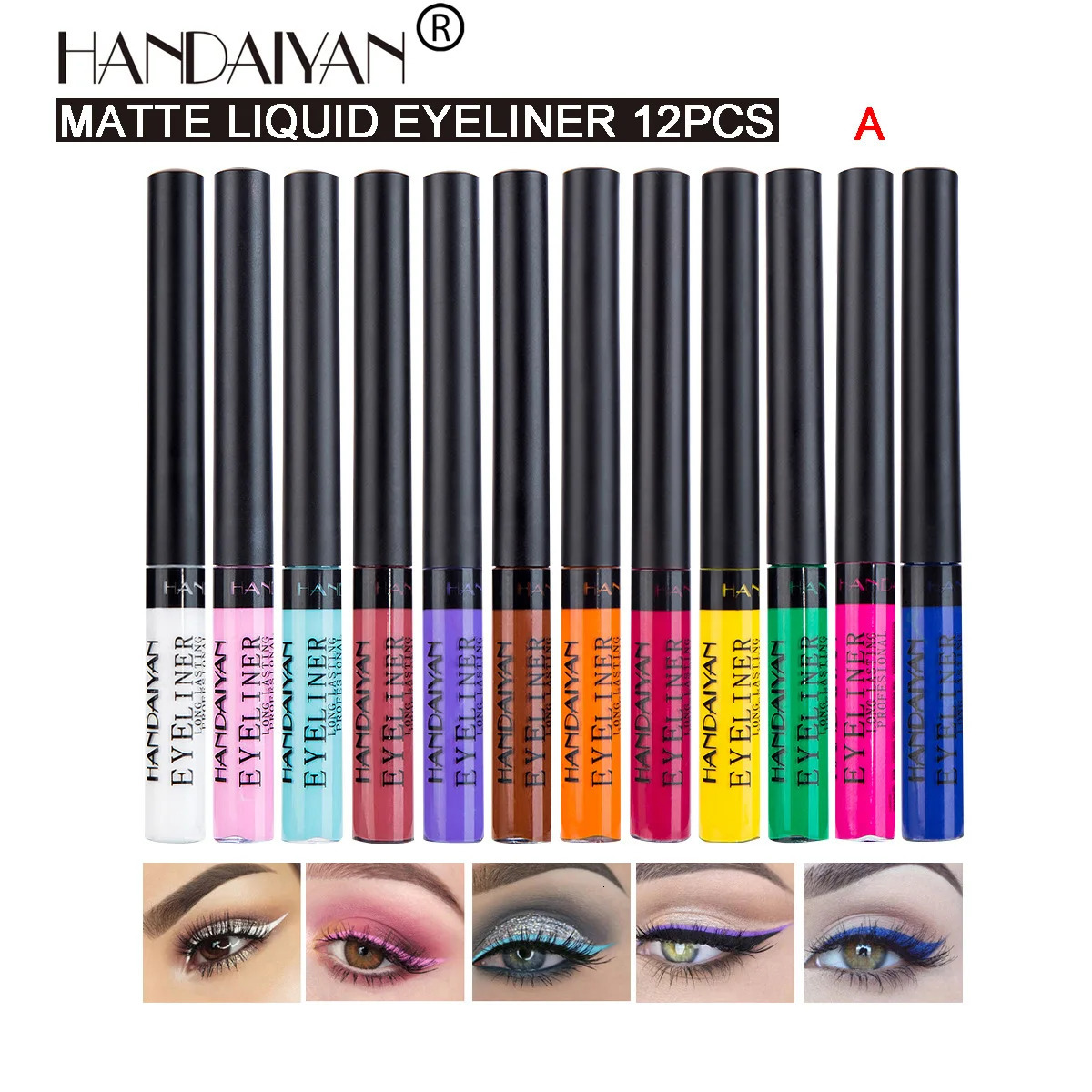 HANDAIYAN 12 color matte eyeliner set waterproof UV light neon eyeliner pen eyeliner makeup cosmetics eyeliner set 241018