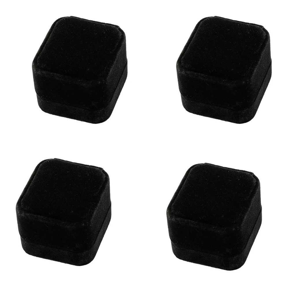 Engagement Ring Packaging Velvet Black Box Valentines Day Gift Wedding Display Organizer Jewelry Earrings Storage Supplies W241019