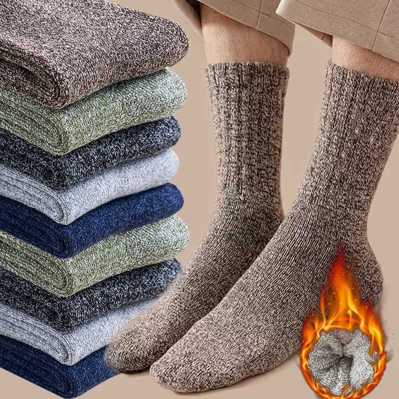 2024 New Autumn Winter Super Thicker Warm Socks Wool Male Men Women Casual Socks Solid Wool Sock Against Cold Snow Terry SocksXJ241019
