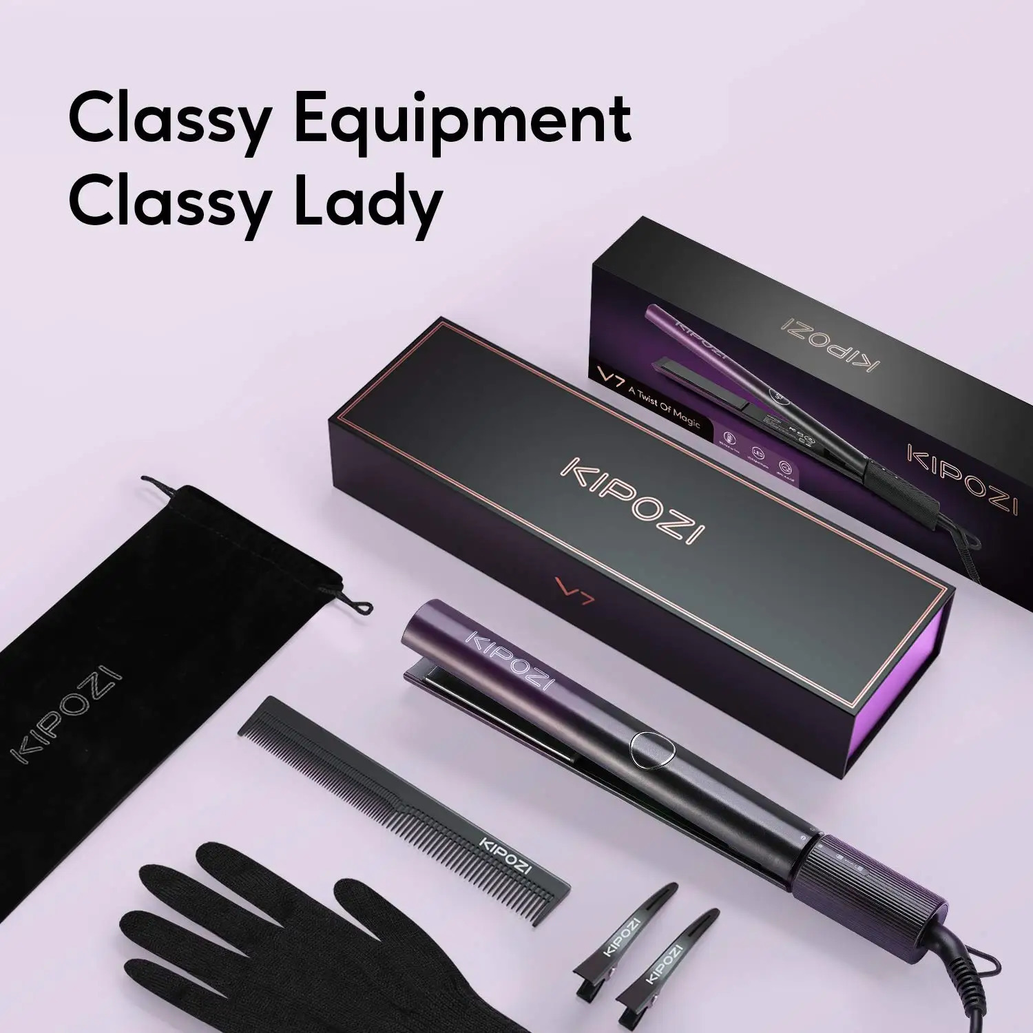 KIPOZI professional hair straightener 2-in-1 flat iron curling iron instant heating flat iron strip digital LCD display 241018