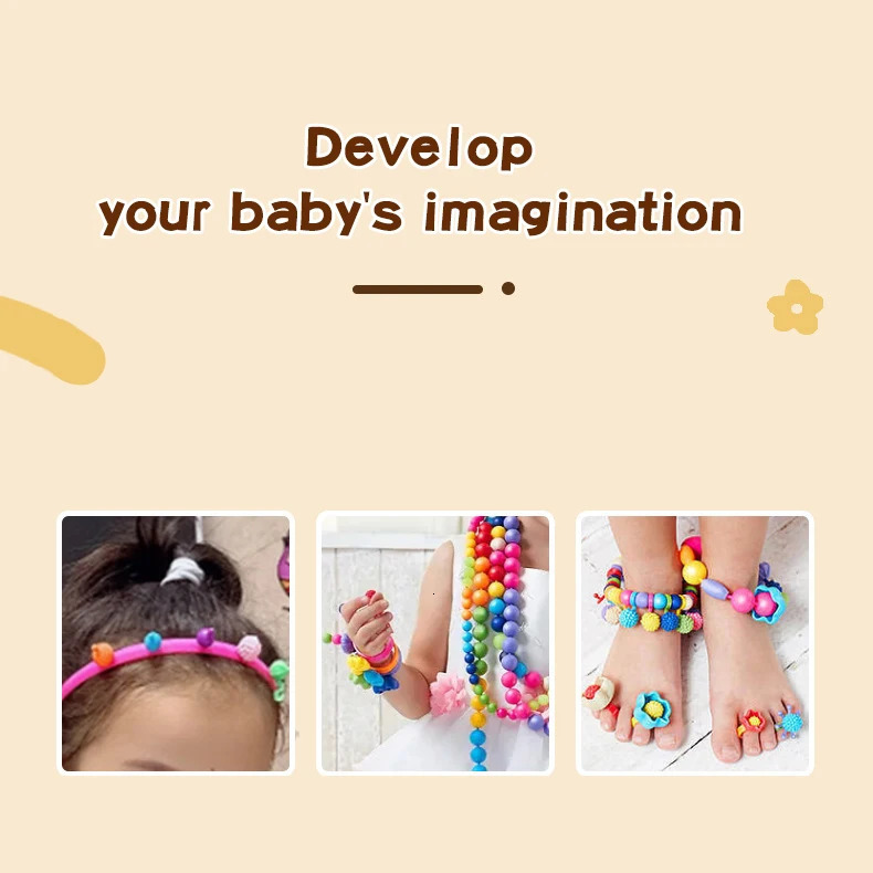 DIY childrens handmade bead educational toys replaceable cordless bead necklace bracelets girls wear bead material bags 241018