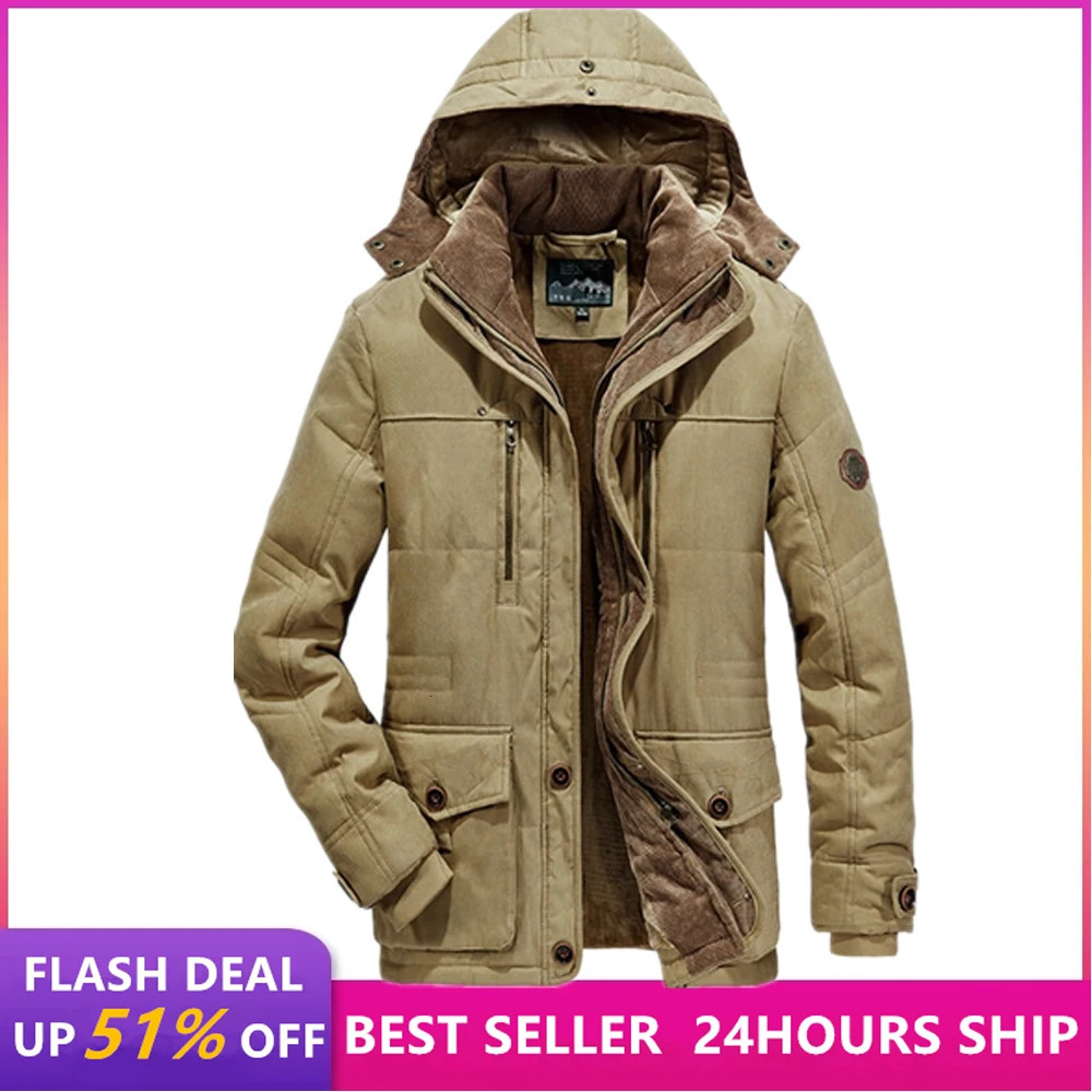 mens casual velvet thick warm jacket waterproof wool hooded mens outdoor jacket mens Coats hat windproof Parka mens 241007