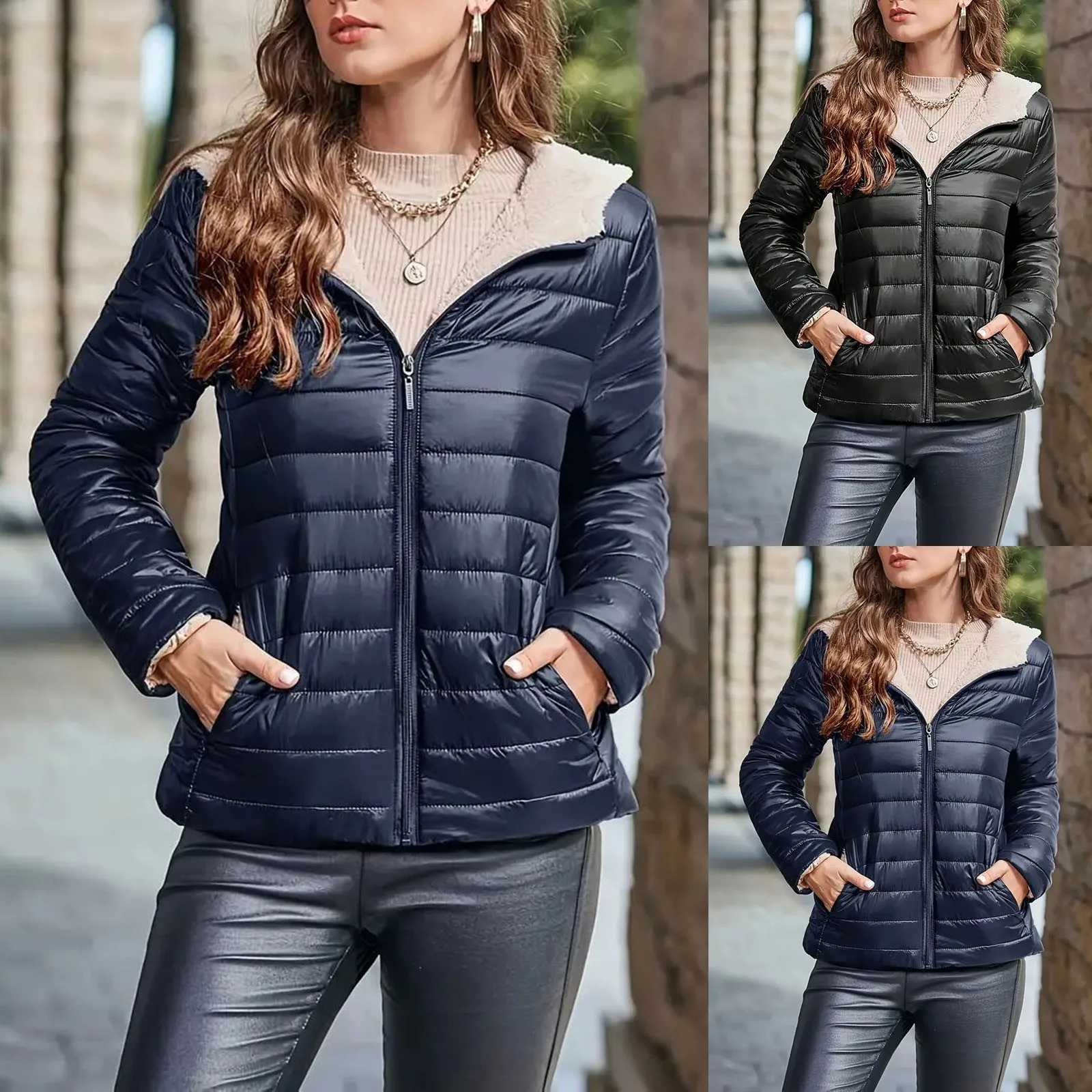 Slim Lightweight Puffer Thicken Short Cotton Down Coats Women Stand Collar Long Sleeve Lady Jackets 2024 Winter Lady StreetwearX241019
