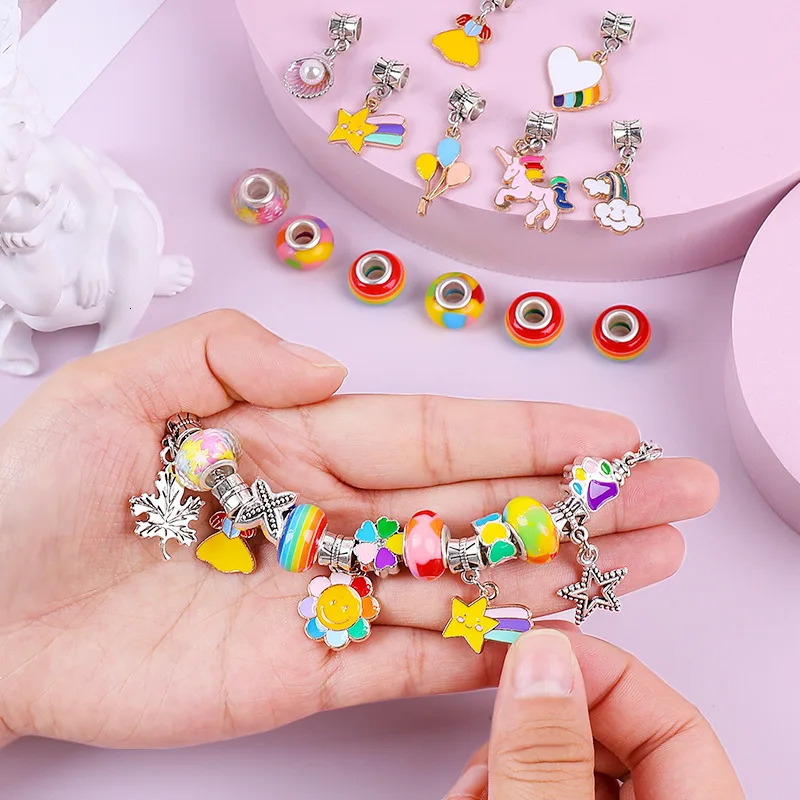 Childrens DIY Handmade Toys for Girls 6-13 Years Old Bracelet Handmade Bead DIY Material Wearing Bead Necklace Girl Birthday Toy Gift 241018