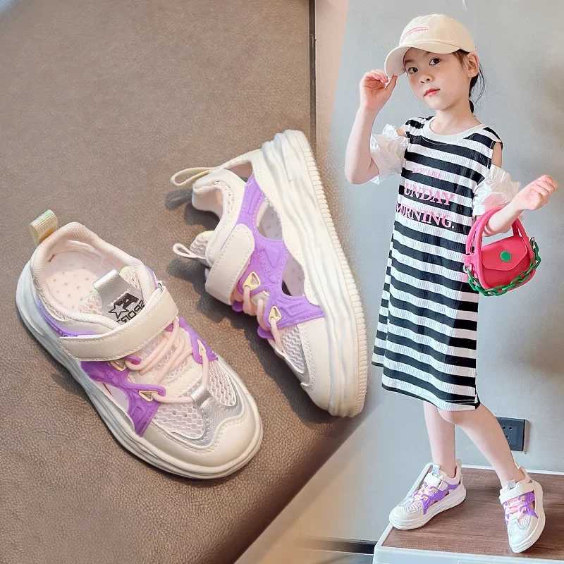 Athletic Outdoor Childrens Mesh Breathable Sneakers 2024 Tennis Kids Hollow Out Sandals Boys Mixed Color Casual Sports Shoes Girls Spring Autumn H2410