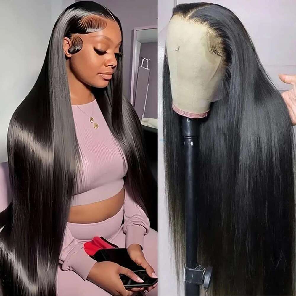 Full Density x Frontal HD Transparent Lace Inch Long Straight Closure Human Hair Pre plucked Wigs