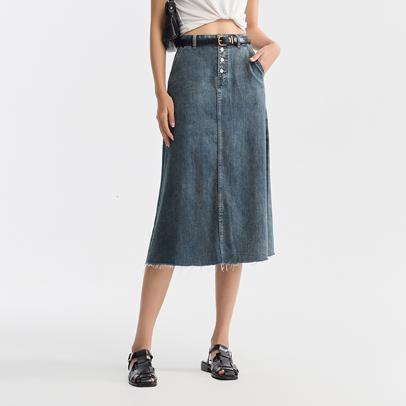 Semir Women Denim A-E 2024 Summer New Trendy Retro Style Cool And Versatile Long Skirt