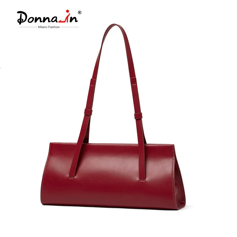 Donna in French Fashion Womens Shoulder Lower Bag Split Leather Red Womens Soft Handbag Autumn 241018