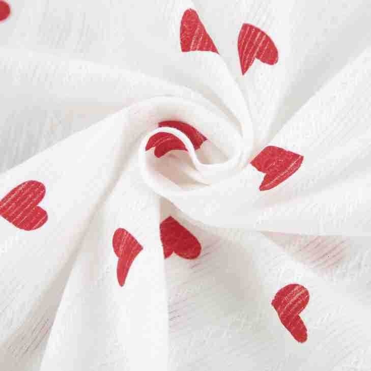 Custom wholesale fashion autumn 2024 love heart print cotton lounge wear women long sleeve pamas set