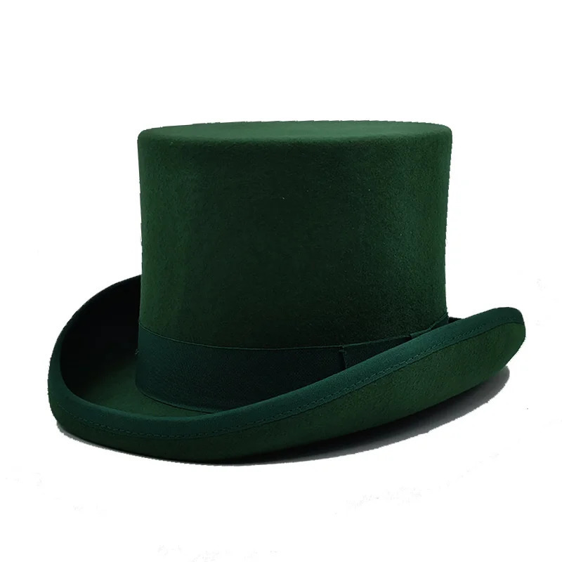 Magician High Hat British Black Jazz Top Hat Male and Female Court Hat Gentleman Flat Head Felt Hat 2024 Sombrero de Copa Brit anico 241018