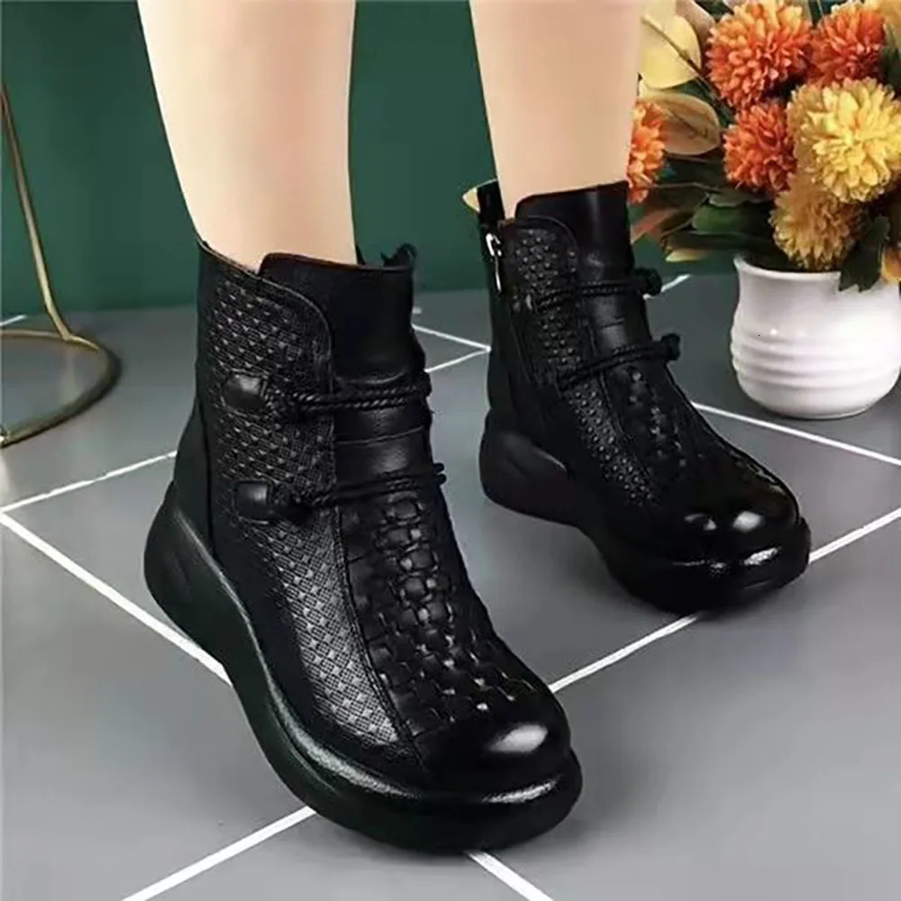 PU leather plush Martin womens boots solid color thick insulation womens snow boots anti slip casual shoes 241018