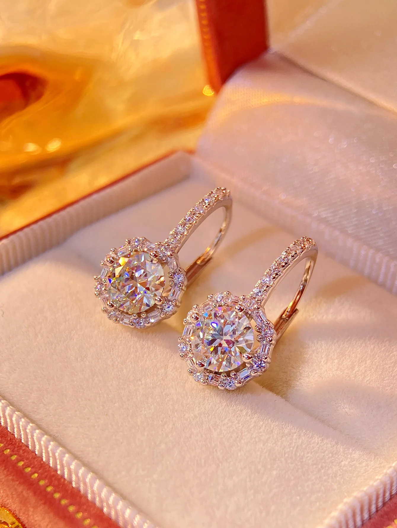 HORRIPAL 1CTTW D VVS1 Ring Earrings S925 Pure Silver Womens Sparkling Diamond Jewelry GRA Passed Tester 241018