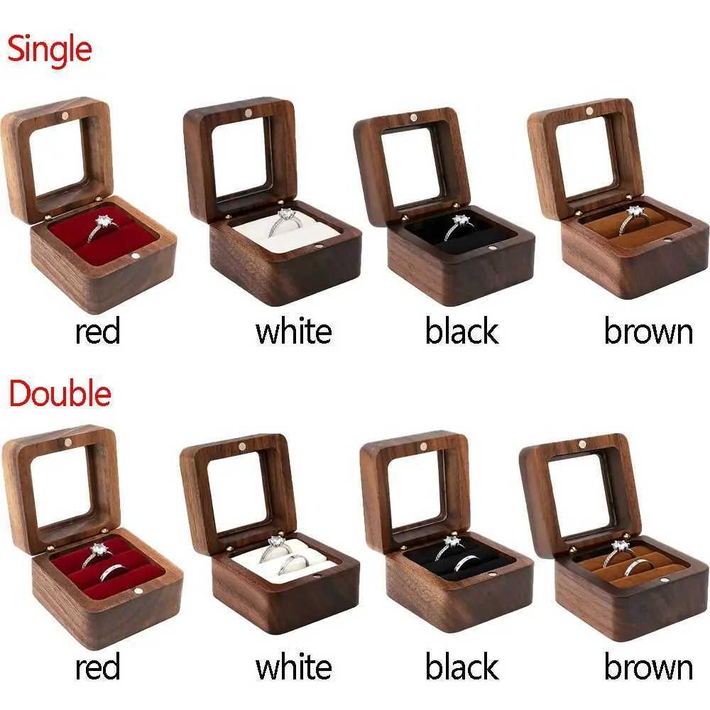 Wooden jewelry box lover ring display box engagement wedding couple ring storage rack wedding anniversary love gift W241019
