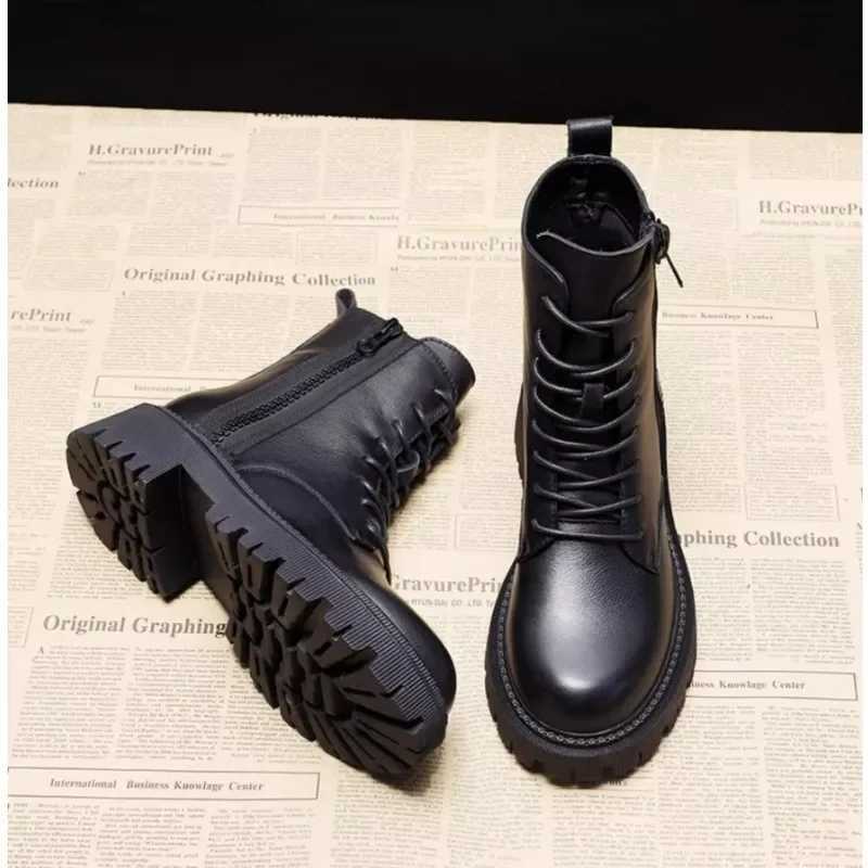 Autumn and winter black womens boots fashionable and durable womens shoes with cotton zipper added womens boots Y241019
