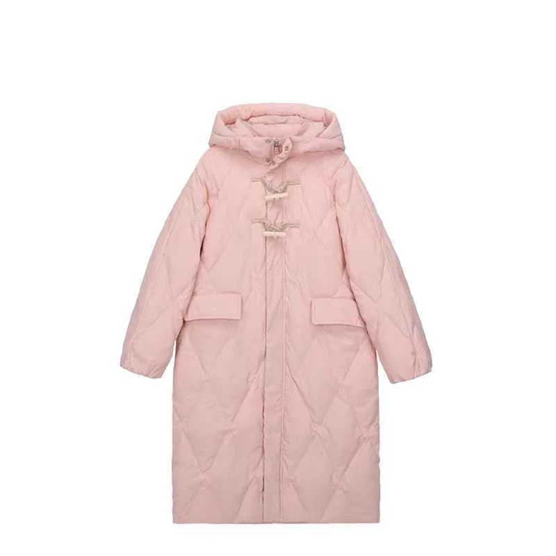 Mid-length Hooded Down Cotton Coats Tops Winter Snow Wear Casual Loose Chaqueta Elegant Casaco Korea Warm Women Jaqueta AbrigoX241019