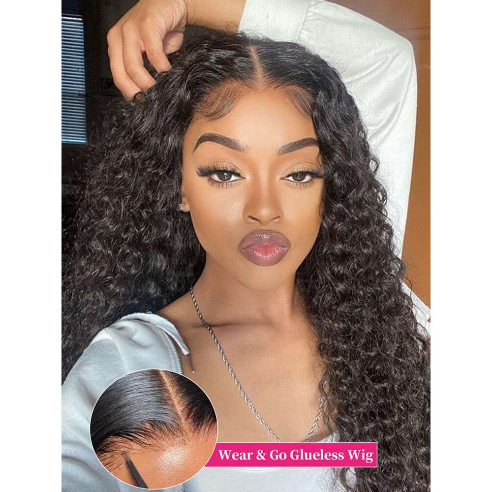 Glueless 5x5 Ready to Wear Deep Wave Clousure Wig Human Hair Pre Plucked 6x4 Curly Brazilian Transparent Lace Front Wigs